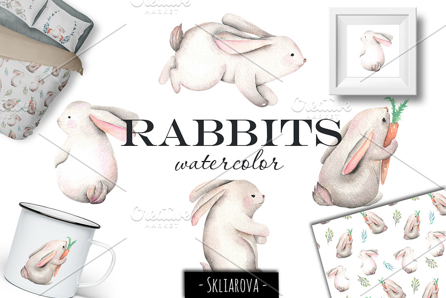 Rabbits watercolor