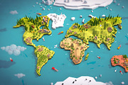 Cartoon Low Poly Earth World Map