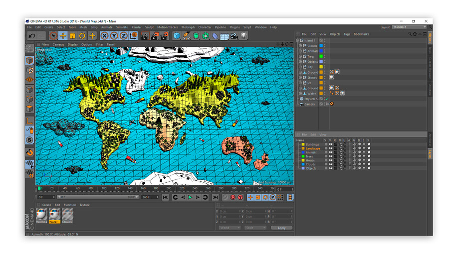 Cartoon Low Poly Earth World Map in 3D - product preview 4