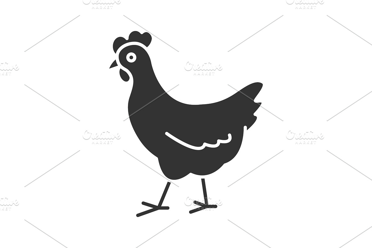 Chicken glyph icon in Graphics - product preview 8