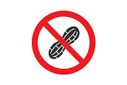 Forbidden sign with peanut glyph icon