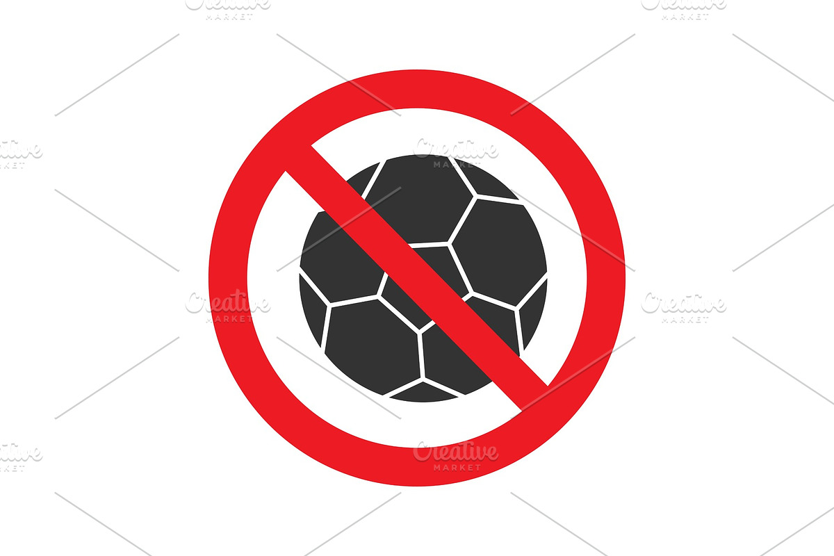Forbidden sign with football ball glyph icon in Graphics - product preview 8