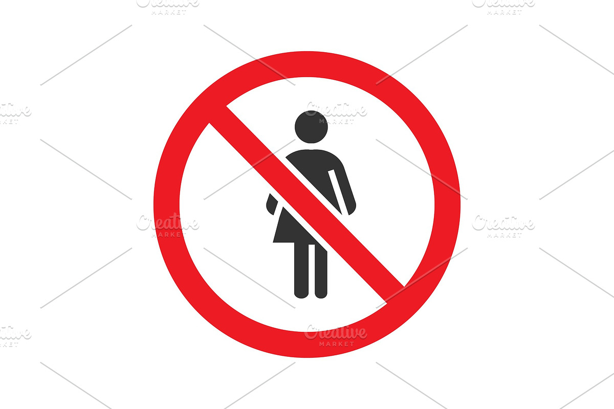 Forbidden sign with female silhouette glyph icon in Graphics - product preview 8