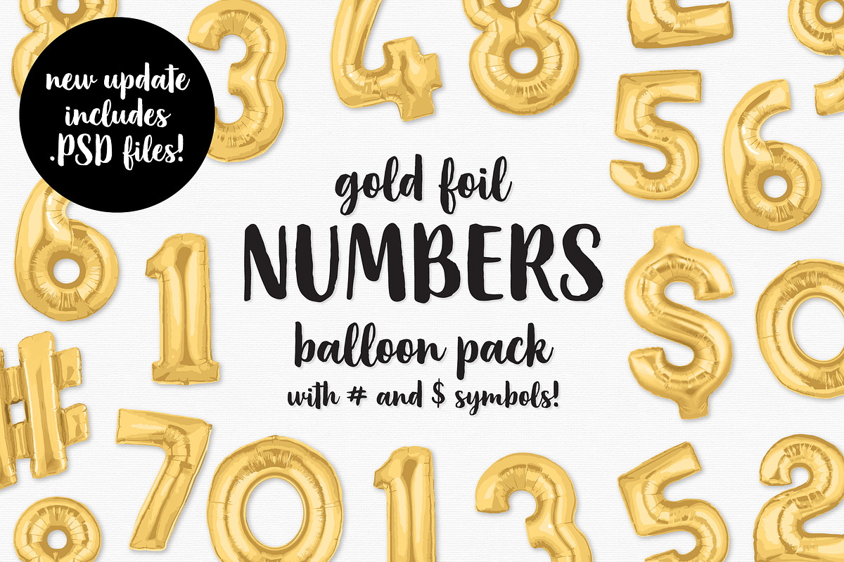 Gold Foil Number Balloon Pack in Objects - product preview 8