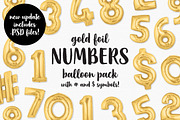 Gold Foil Number Balloon Pack