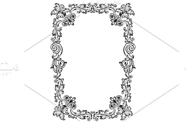Vintage frame pattern engraving vector