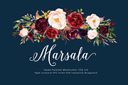 Watercolor flower Clip Art-Marsala