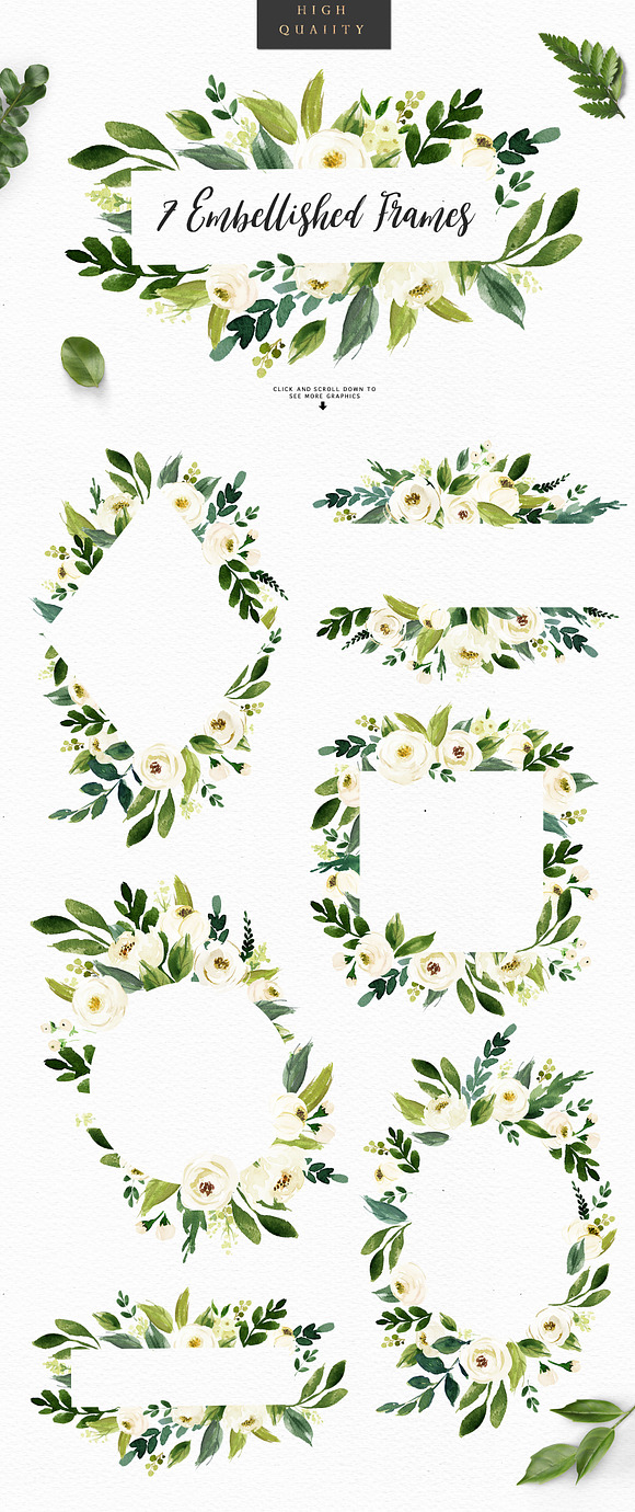 Watercolor White Flower Clip Art in Illustrations - product preview 5
