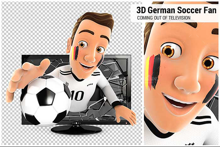 3D German Soccer Fan Television in Illustrations - product preview 8