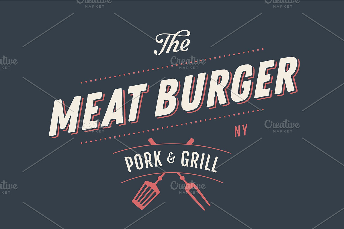 Label template of Meat Burger in Illustrations - product preview 8