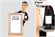 3D Waiter with Wine List