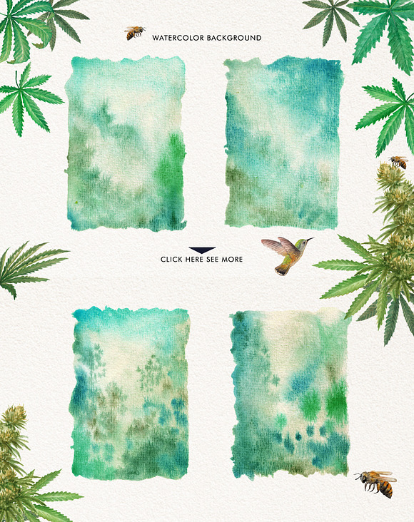 Watercolor Marijuana Set in Illustrations - product preview 6