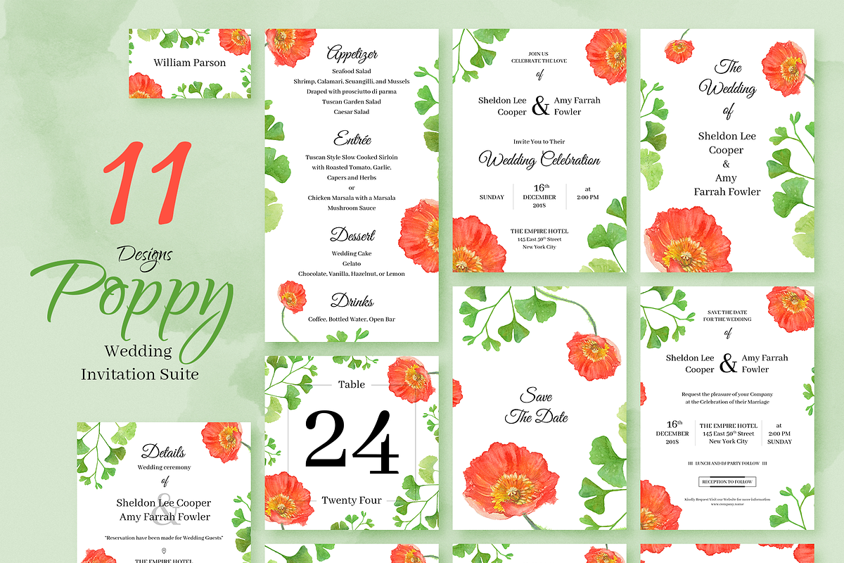 Poppy. Wedding Invitation Package in Wedding Templates - product preview 8