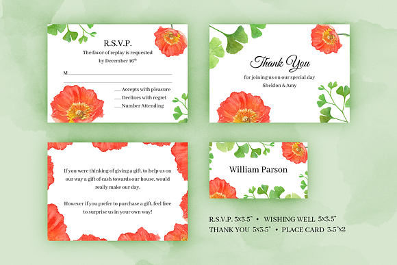 Poppy. Wedding Invitation Package in Wedding Templates - product preview 3