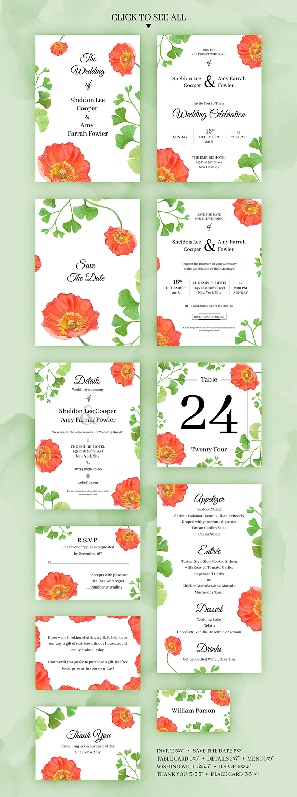 Poppy. Wedding Invitation Package in Wedding Templates - product preview 4