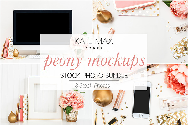 Peony Mockups Stock Photo Bundle 
