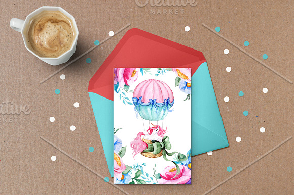 Magic world. Watercolor unicorn set in Illustrations - product preview 3