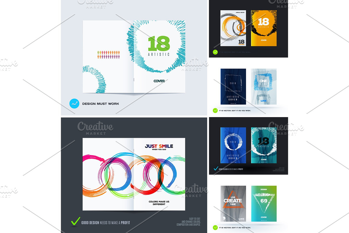Set of abstract design vector, template cover, poster, flyer in Illustrations - product preview 8