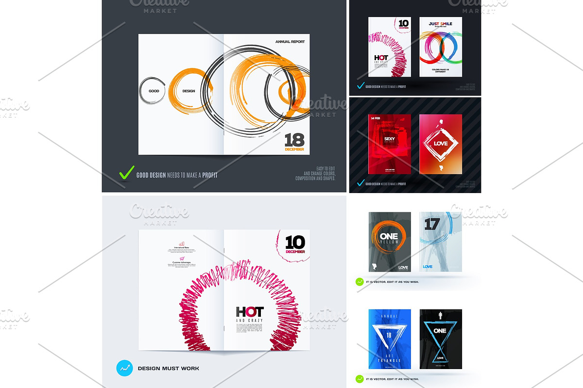 Set of abstract design vector, template cover, poster, flyer in Illustrations - product preview 8