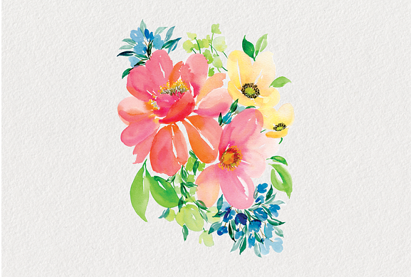 Juicy Floral Bouquet - Watercolor in Illustrations - product preview 1