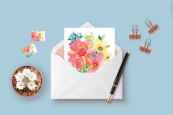 Juicy Floral Bouquet - Watercolor in Illustrations - product preview 2