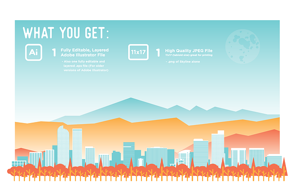 Denver Skyline in Illustrations - product preview 1