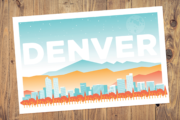 Denver Skyline in Illustrations - product preview 3