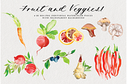 Fruit & Veggies Watercolor Art