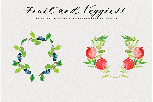 Fruit & Veggies Watercolor Art in Illustrations - product preview 1
