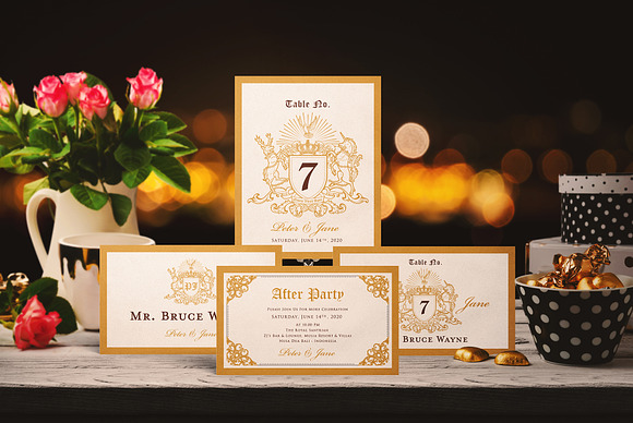 GOLDEN WEDDING INVITATION SUITES in Wedding Templates - product preview 2