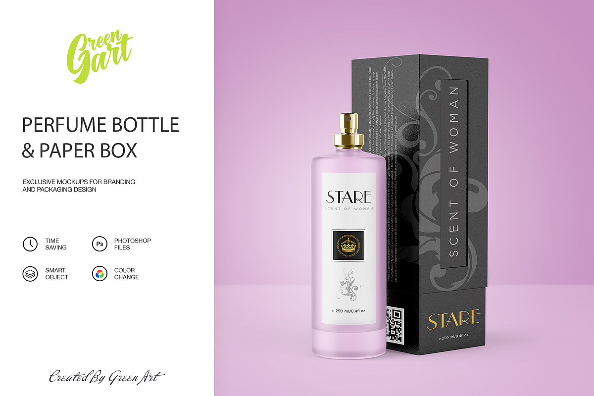 Perfume Bottle & Paper Box Mockup in Product Mockups - product preview 8