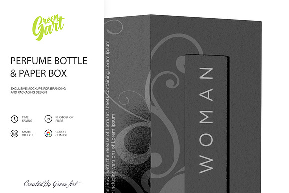 Perfume Bottle & Paper Box Mockup in Product Mockups - product preview 4