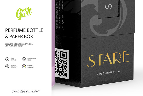 Perfume Bottle & Paper Box Mockup in Product Mockups - product preview 5