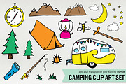 Camping Doodle Illustration Clipart