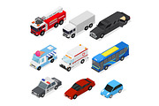 Cars Set Isometric View. Vector