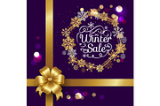 Winter Sale Poster in Frame Made of Snowflakes