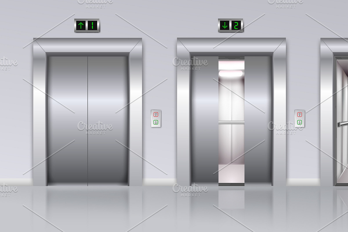 Elevators Realistic Composition in Illustrations - product preview 8