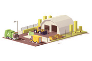 Vector low poly waste transfer station