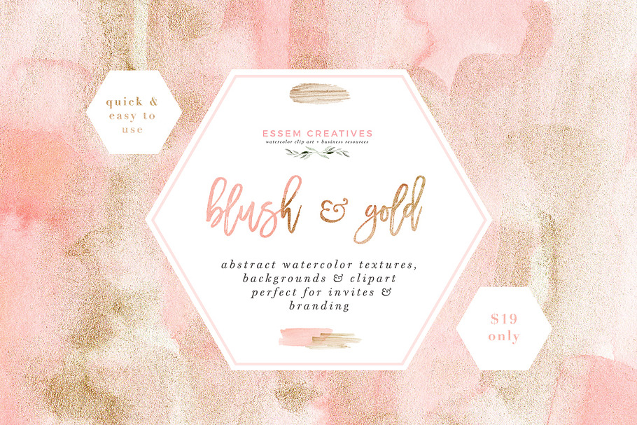 Blush and Gold Watercolor Graphics
