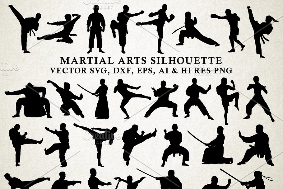 Martial Arts Silhouette Vector Pack