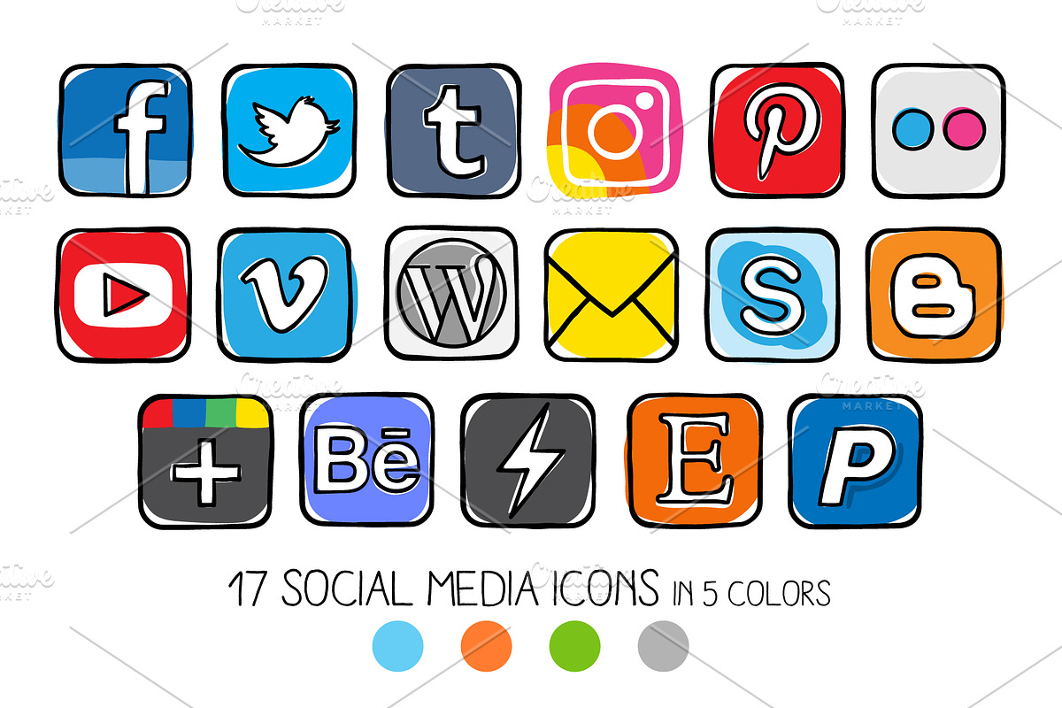 VECTOR - Guache social media icons in Vector Social Icons - product preview 8