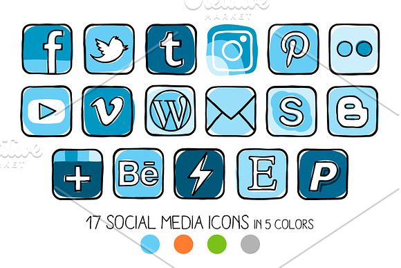 VECTOR - Guache social media icons in Vector Social Icons - product preview 3