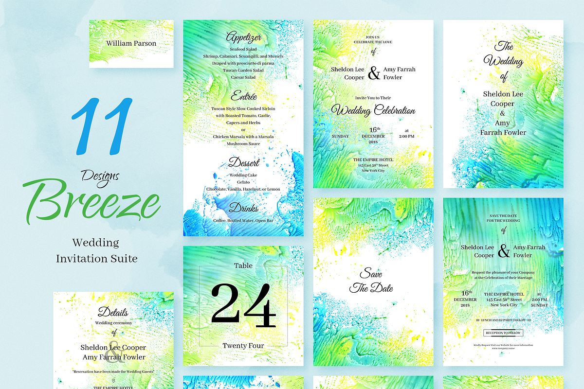 Breeze. Wedding Invitation Package in Wedding Templates - product preview 8
