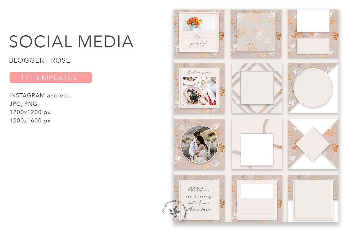 Blogger | Rose in Social Media Templates - product preview 8