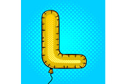 Air balloon in shape of letter L pop art vector
