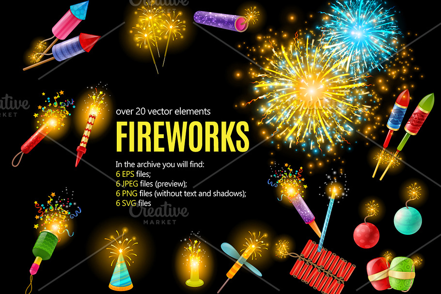 Fireworks Vector Set in Illustrations - product preview 8