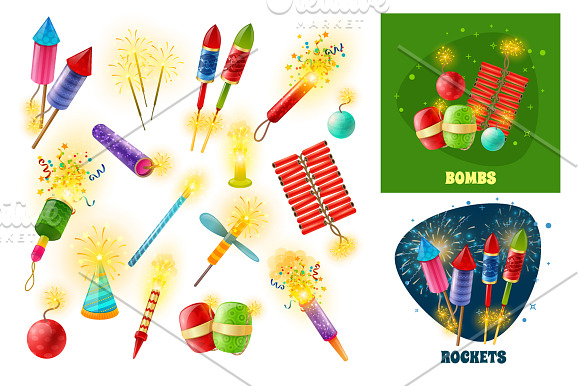 Fireworks Vector Set in Illustrations - product preview 1