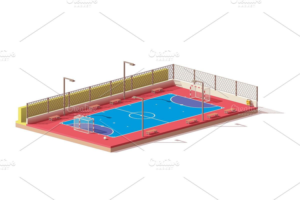 Vector low poly futsal court in Illustrations - product preview 8