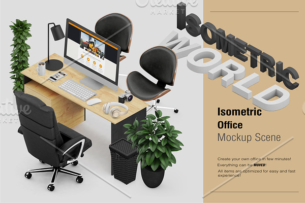 Isometric Office Scene Mock-up