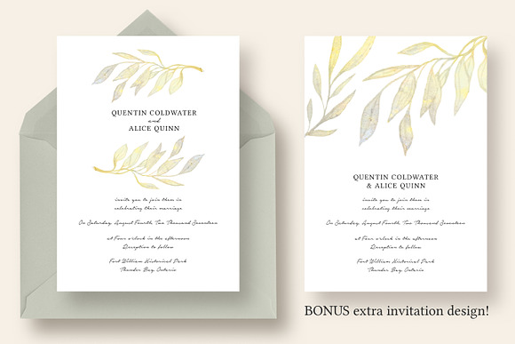 Watercolor Branch Wedding Suite in Wedding Templates - product preview 1